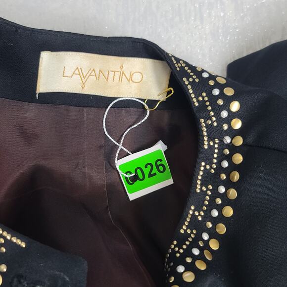 Lavantino Vintage women's embellished blazer black Size 12 Dog Show Suit 80's - Picture 8 of 9
